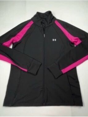 NWOT - Under Armour Full Zip Jacket Womens Medium Black Pink Active
